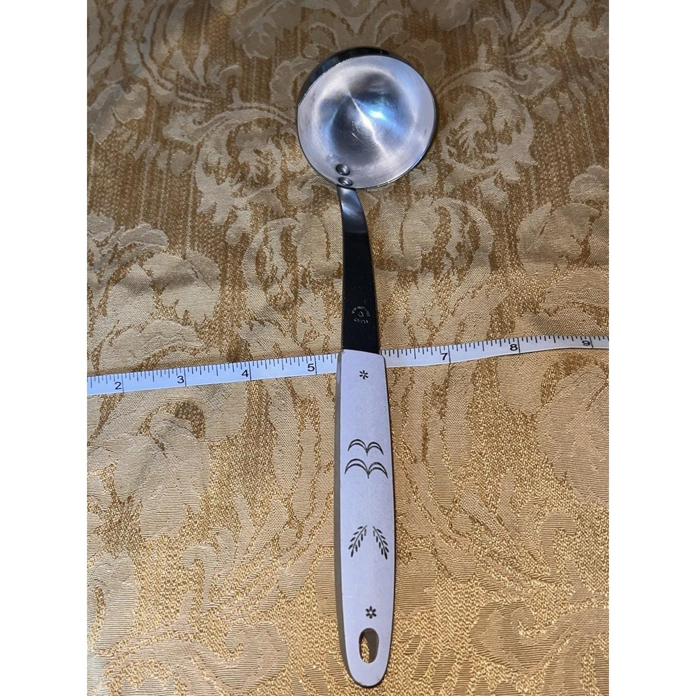 Vintage Ekco Flint Harvest Wheat Soup Ladle 1960s Stainless Steel MCM 12"